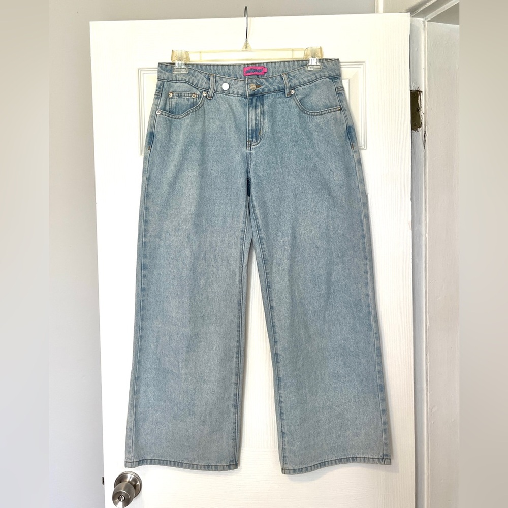 Edikted Light Blue Wide Leg Jeans